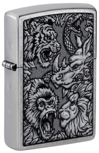 Зажигалка Zippo Jungle, Street Chrome, цвет серебристый