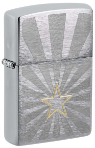 Зажигалка Zippo Star, Brushed Chrome, цвет серебристый