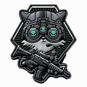 Шеврон Котик с автоматом и ПНВ ПВХ