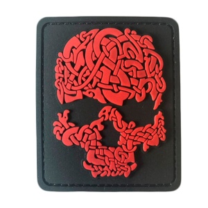 Патч Череп кельтский узор, цвет черный красный