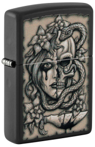 Зажигалка Zippo Gory Tattoo, Black Matte, черная, матовая