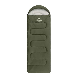 Спальный мешок Naturehike Y150L с круглым дном и капюшоном, молния слева, цвет зеленый