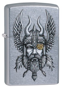 Зажигалка Zippo Viking Warrior с покрытием Street Chrome, цвет серебристая 29871