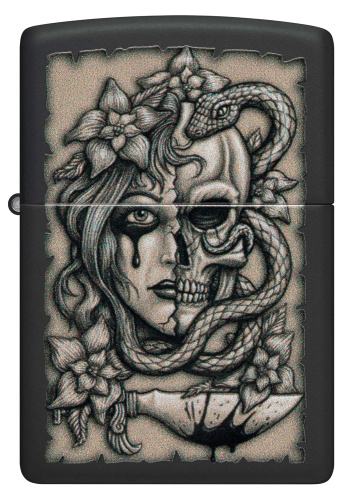 Зажигалка Zippo Gory Tattoo, Black Matte, черная, матовая 2