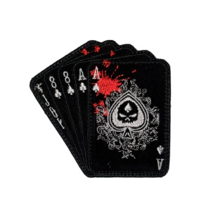 Шеврон Колода карт с черепом вышивка (бархат), цвет черный