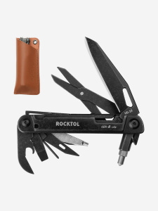 Мультитул Rocktol 15в1 с ножом в кожаном чехле