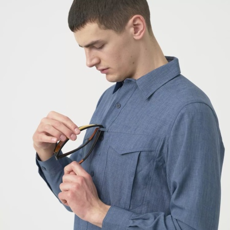 Рубашка DEFENDER MK2 GENTLEMAN Helikon, цвет Melange Light Blue (модель) 3