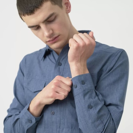 Рубашка DEFENDER MK2 GENTLEMAN Helikon, цвет Melange Light Blue (модель) 4