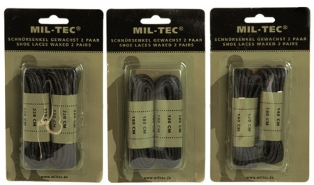 Шнурки вощенные Mil-Tec, цвет Black (2,2m)