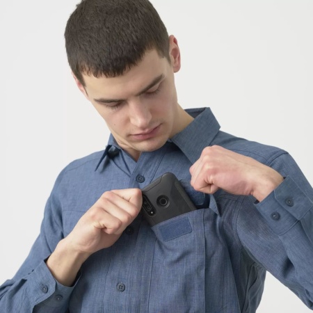 Рубашка DEFENDER MK2 GENTLEMAN Helikon, цвет Melange Light Blue (модель) 6