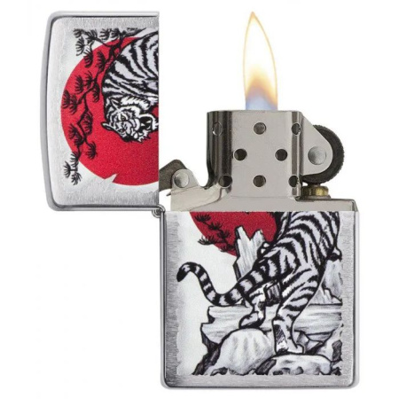 Зажигалка Zippo Asian Tiger, Brushed Chrome, цвет серебристый 2