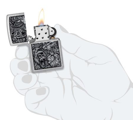 Зажигалка Zippo Jungle, Street Chrome, цвет серебристый4