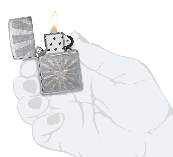 Зажигалка Zippo Star, Brushed Chrome, цвет серебристый 4