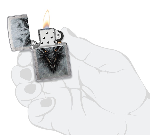 Зажигалка Zippo Dragon, Linen Weave, цвет серебристый 4