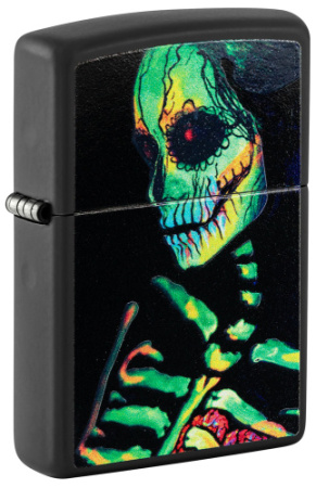 Зажигалка Zippo Skeleton Design, Black Light, черная, матовая