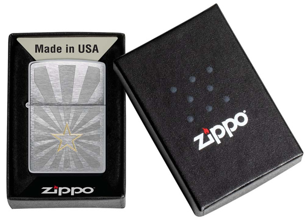 Зажигалка Zippo Star, Brushed Chrome, цвет серебристый 5