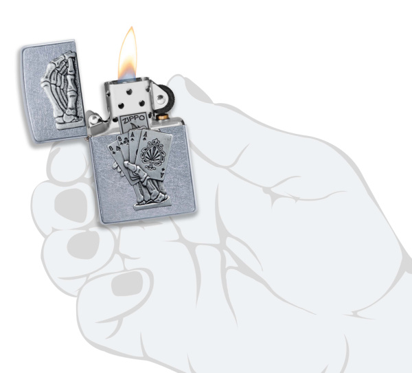 Зажигалка Zippo Dead Mans Hand с покрытием Street Chrome, цвет серебристый 3