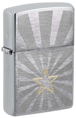 Зажигалка Zippo Star, Brushed Chrome, цвет серебристый