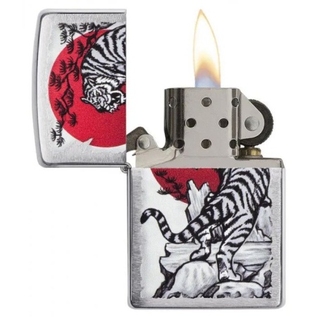 Зажигалка Zippo Asian Tiger, Brushed Chrome, цвет серебристый 2