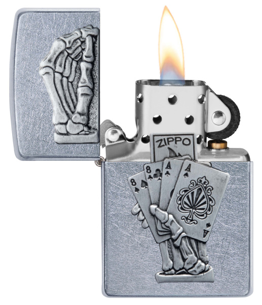 Зажигалка Zippo Dead Mans Hand с покрытием Street Chrome, цвет серебристый 2