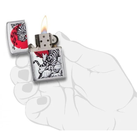 Зажигалка Zippo Asian Tiger, Brushed Chrome, цвет серебристый 4