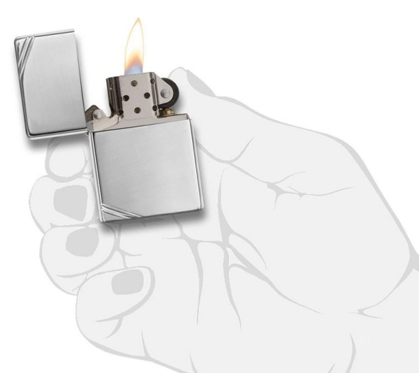 Зажигалка Zippo с полосками, с покрытием High Polish Chrome, цвет серебристый 3