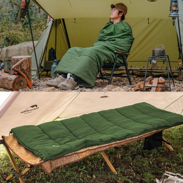 Спальный мешок Naturehike F150 молния слева 190х75см, цвет зеленый 3