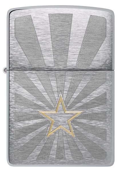 Зажигалка Zippo Star, Brushed Chrome, цвет серебристый 2