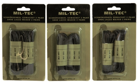 Шнурки вощенные Mil-Tec, цвет Black (2,2m)