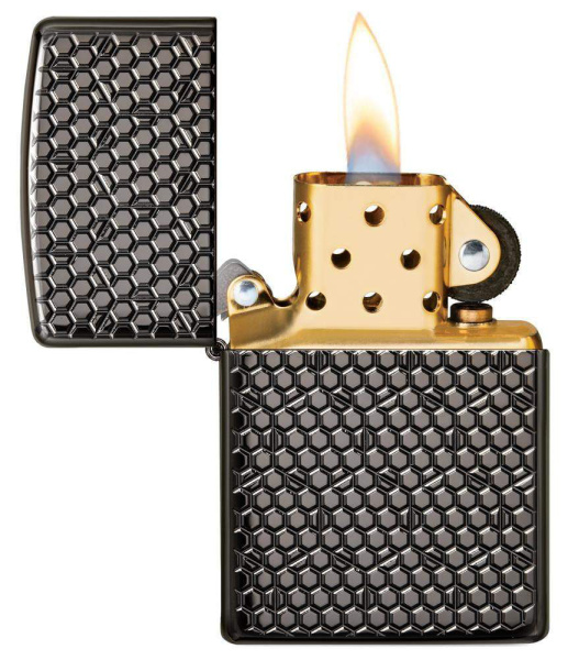 Зажигалка Zippo Armor Black Ice глянцевая, цвет черный 2