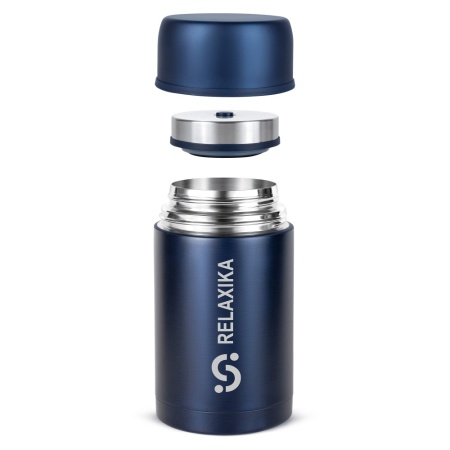Термос для еды Relaxika 301 (1 л) в термочехле,темно-синий 1