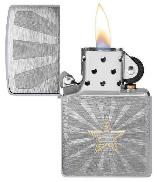 Зажигалка Zippo Star, Brushed Chrome, цвет серебристый 3
