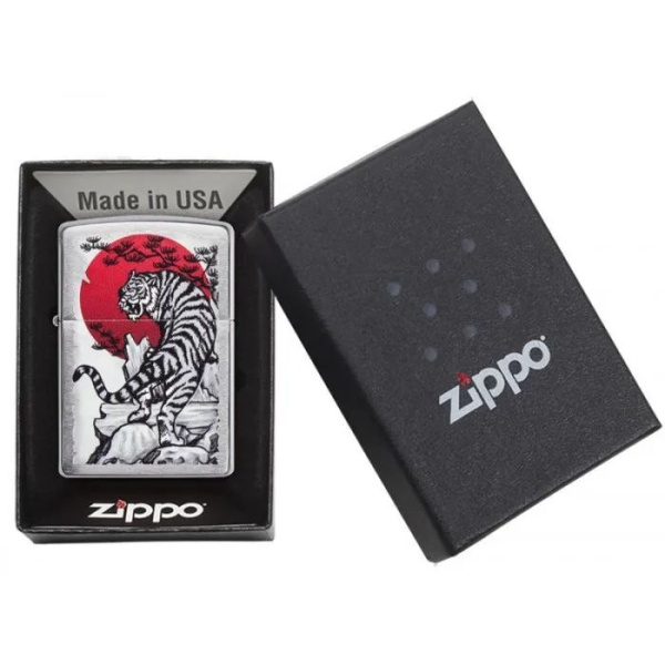 Зажигалка Zippo Asian Tiger, Brushed Chrome, цвет серебристый 5
