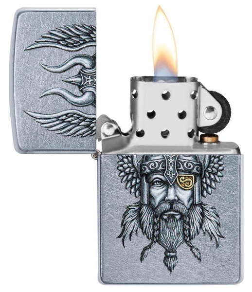 Зажигалка Zippo Viking Warrior с покрытием Street Chrome, цвет серебристая 29871 2