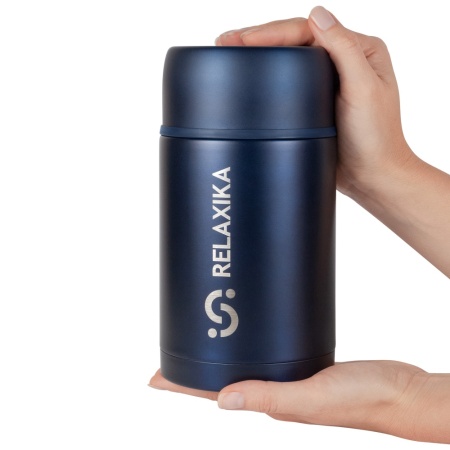 Термос для еды Relaxika 301 (1 л) в термочехле,темно-синий 9