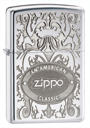 Зажигалка Zippo High Polish глянцевая, цвет серебристый